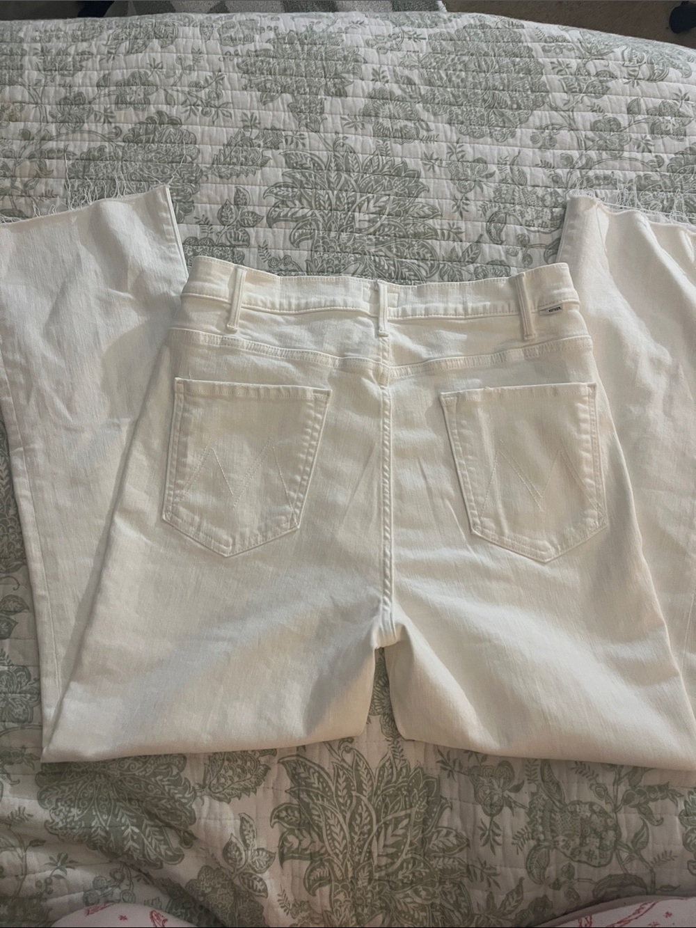 MOTHER White Straight-Leg High-Rise Jeans